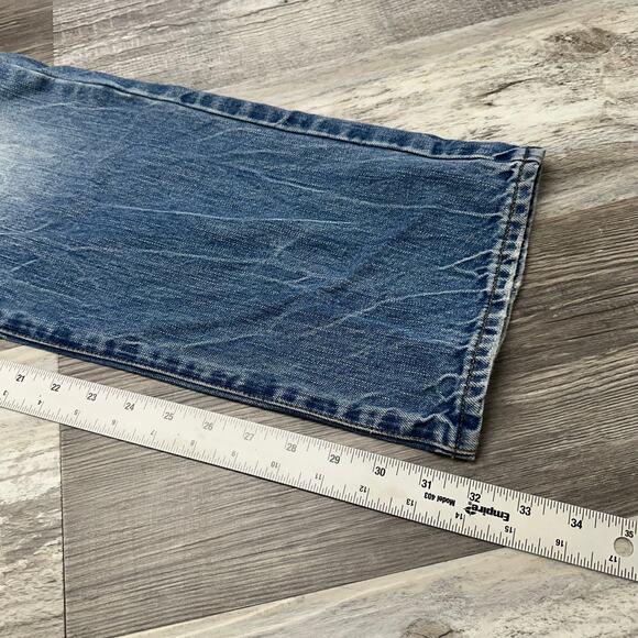 American Eagle Mid Wash Faded Blue Mens 32x32 Relaxed Fit Straight Denim Jeans - Picture 8 of 13